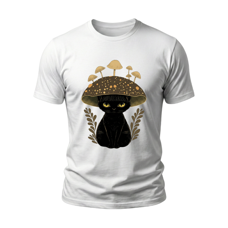 Camisa gato chapeu cogumelo