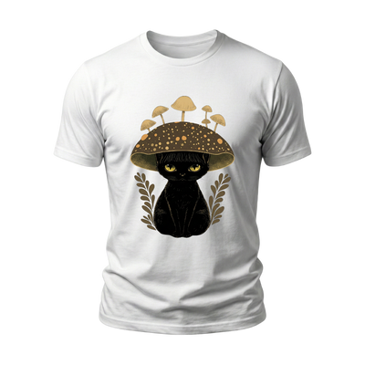 Camisa gato chapeu cogumelo