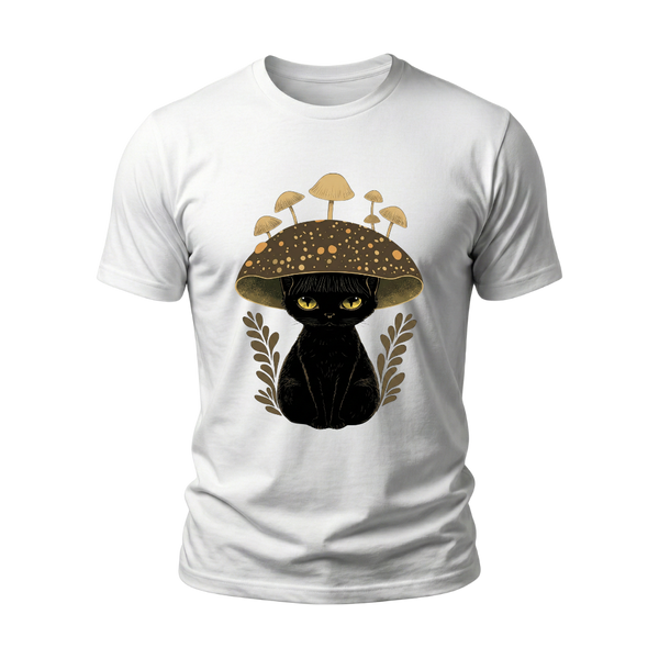 Camisa gato chapeu cogumelo