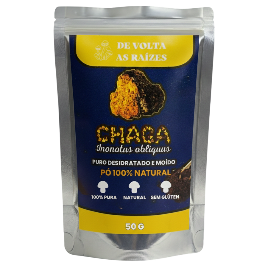 Cogumelo Chaga 100% Puro moído50 g (farinha)