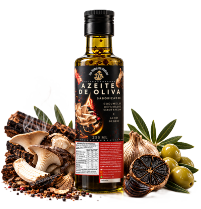 Azeite de Oliva Saborizado com Cogumelo Defumado e Alho Negro 250ml