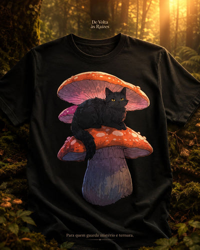 Camiseta Gato Guardião cogumelo