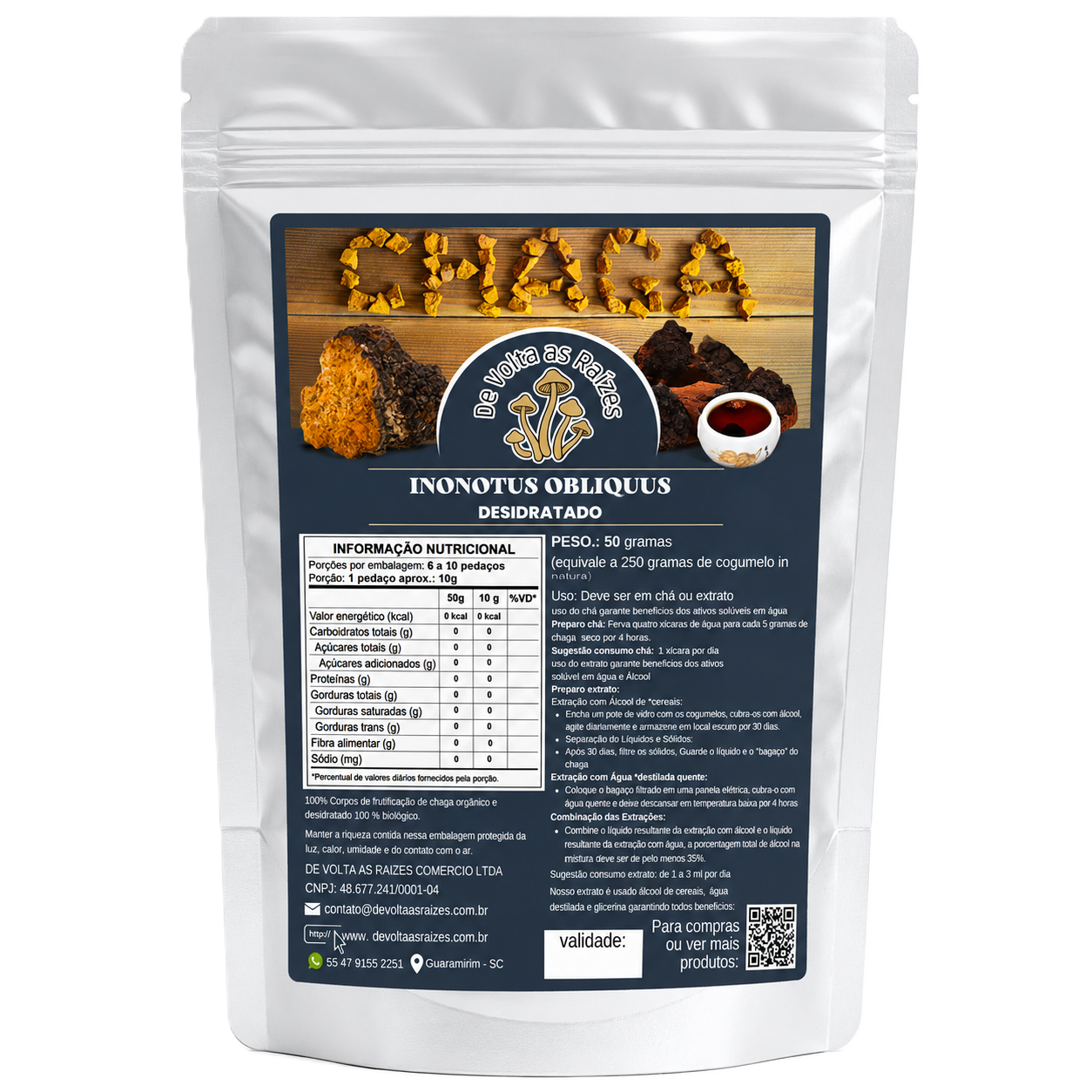 Cogumelo Chaga Desidratado 50 g