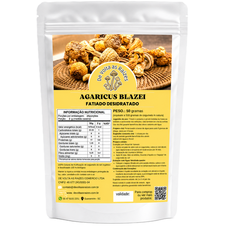 Cogumelo Agaricus blazei Desidratado 50 g
