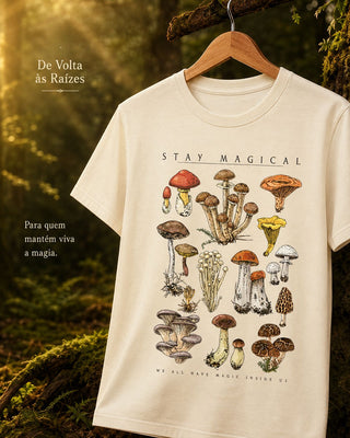 Camisa manual cogumelos do bosque colorida 1 stay magical