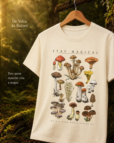 Camisa manual cogumelos do bosque colorida 1 stay magical