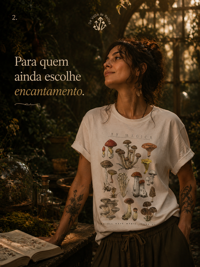 Camisa manual cogumelos do bosque colorida 1 stay magical