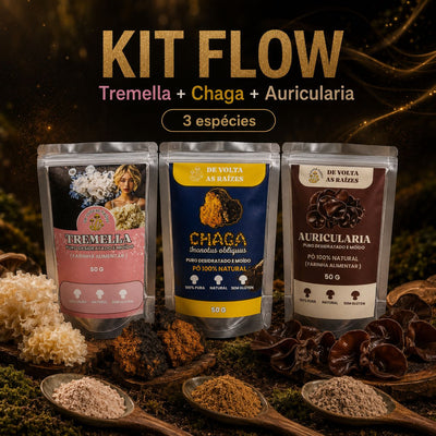 Kit Flow - Tremella + Chaga + Auricularia (farinha 50g cada)