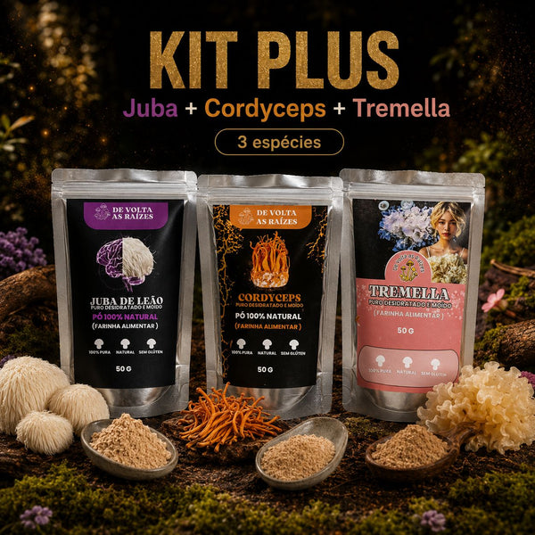 Kit Plus - Juba de Leão + Cordyceps + Tremella (farinha 50g cada)