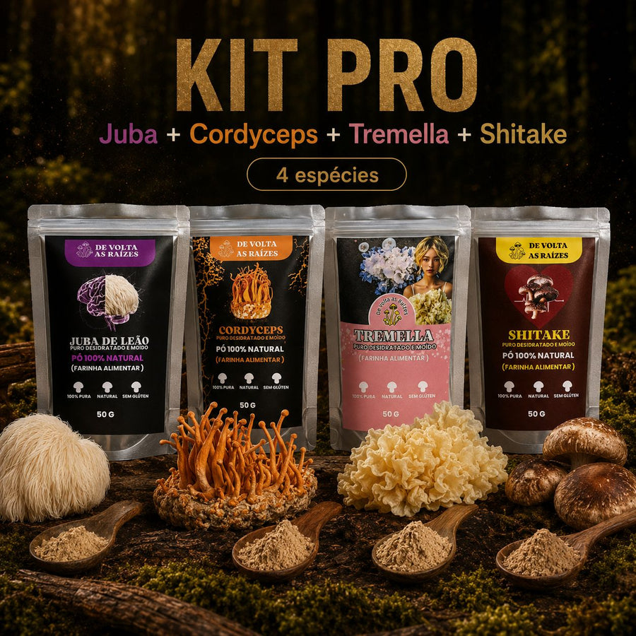 Kit Pro - Juba de Leão + Cordyceps + Tremella + Shitake