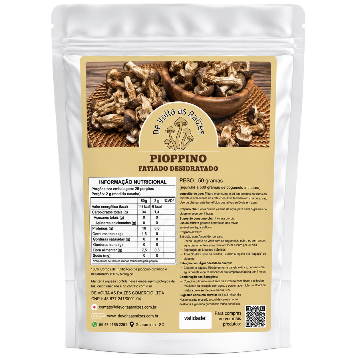 Cogumelo Pioppino Desidratado 50 g
