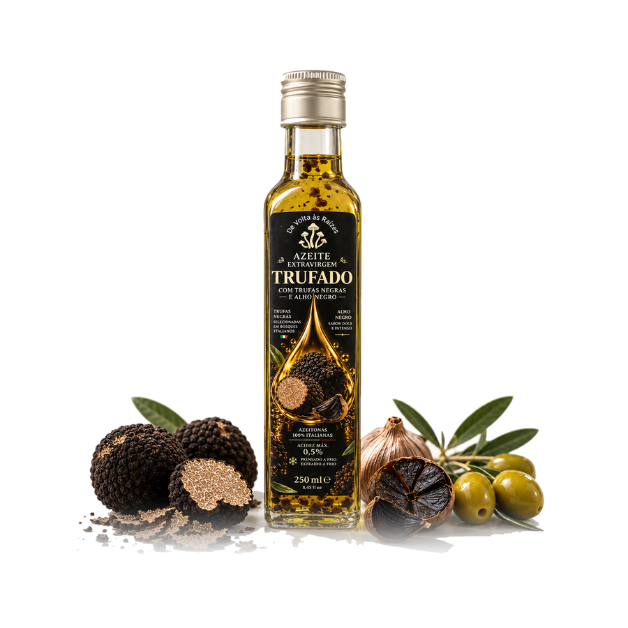 Azeite extravirgem trufado com trufas negras e alho negro 250 ml