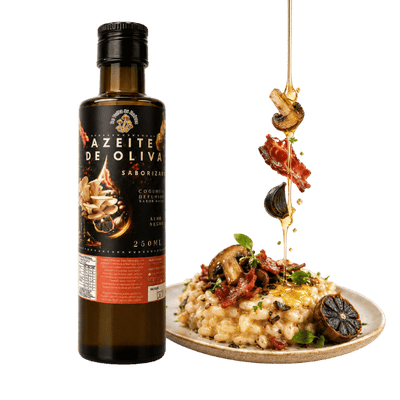 Azeite de Oliva Saborizado com Cogumelo Defumado e Alho Negro 250ml