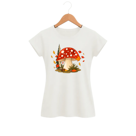 Camiseta Feminina Baby Look Cogumelo Amanita de Outono