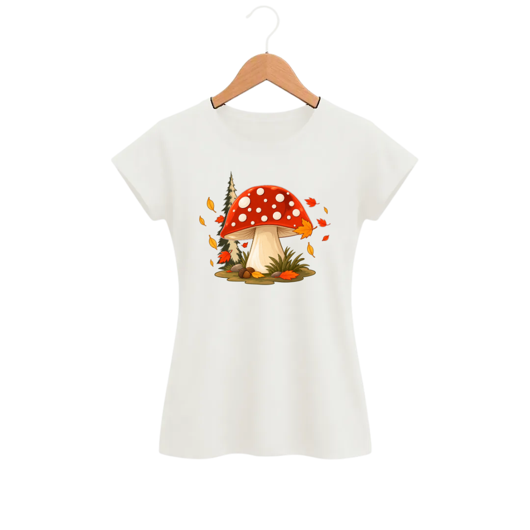 Camiseta Feminina Baby Look Cogumelo Amanita Gigante