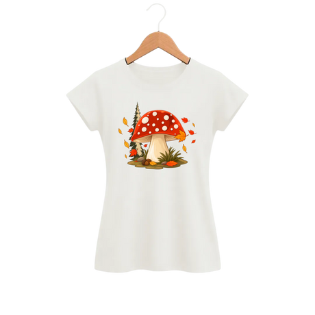 Camiseta Feminina Baby Look Cogumelo Amanita Gigante