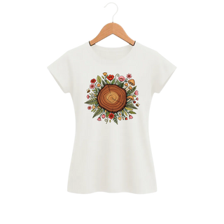 Camiseta Feminina Baby Look Cogumelo Anéis do Tempo
