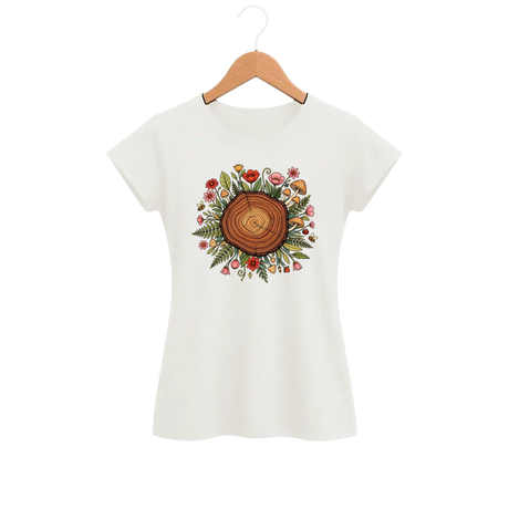 Camiseta Feminina Baby Look Cogumelo Anéis do Tempo