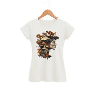 Camiseta Feminina Baby Look Cogumelo Cabeça de Outono