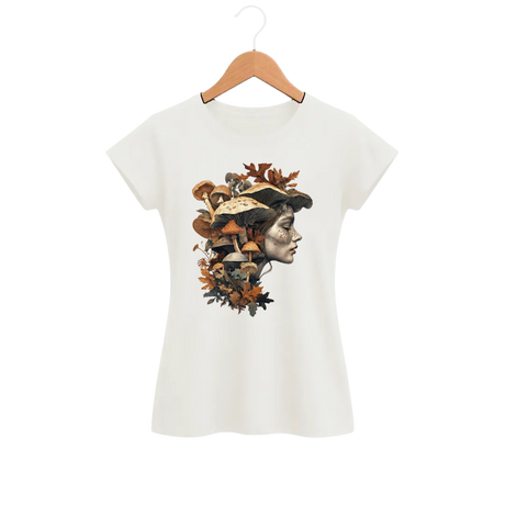 Camiseta Feminina Baby Look Cogumelo Cabeça de Outono