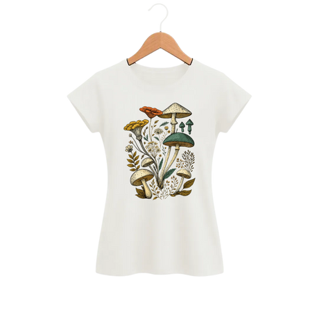 Camiseta Feminina Baby Look Cogumelo Canteiro Selvagem