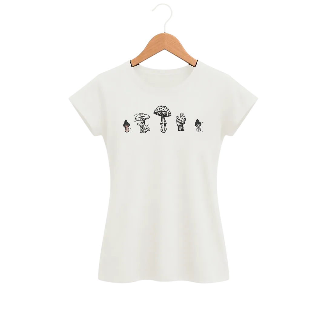 Camiseta Feminina Baby Look Cogumelo Cinco Passos