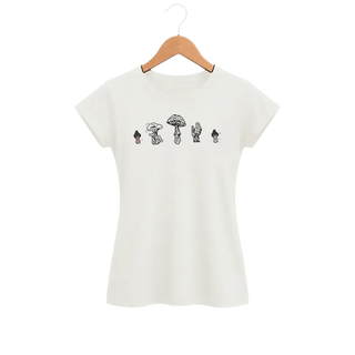 Camiseta Feminina Baby Look Cogumelo Cinco Passos