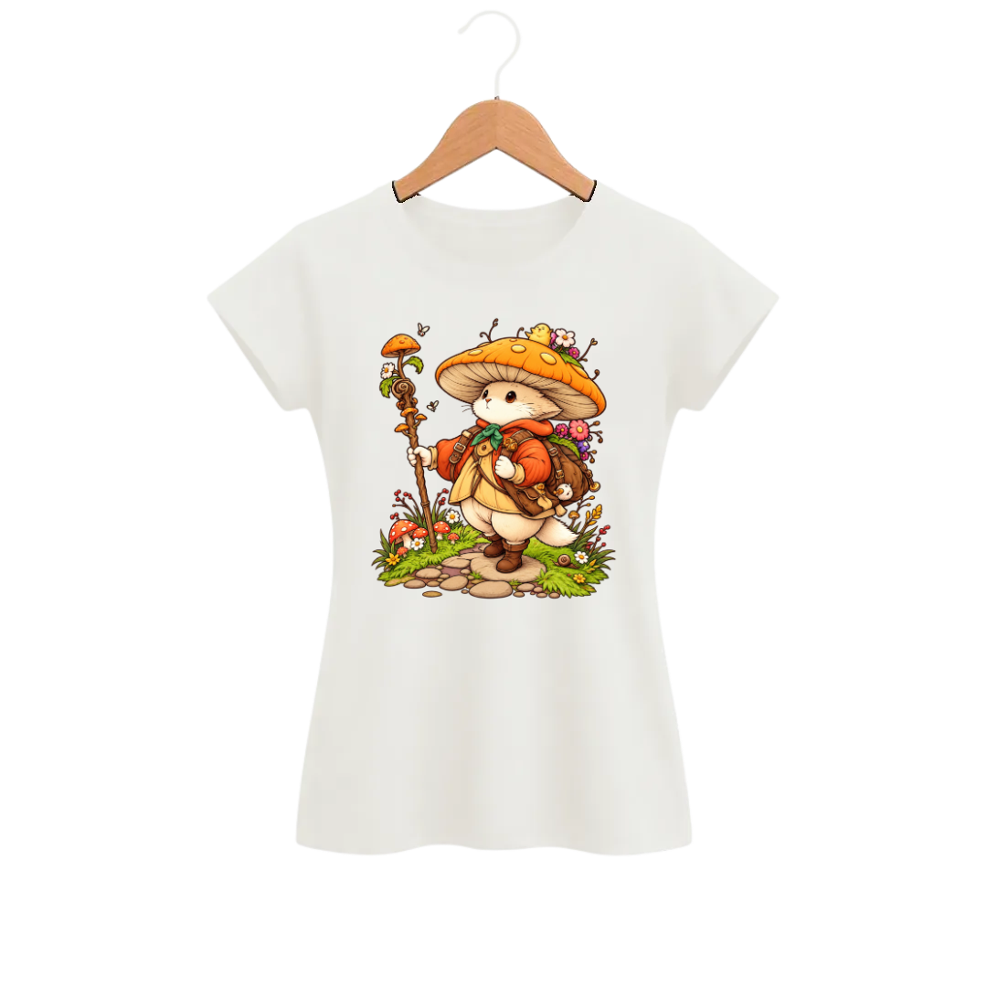 Camiseta Feminina Baby Look Cogumelo Andarilho