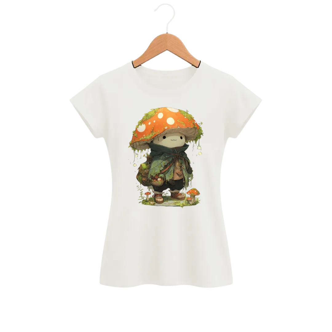 Camiseta Feminina Baby Look Cogumelo Aventureiro