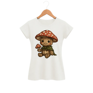 Camiseta Feminina Baby Look Cogumelo de Pelúcia