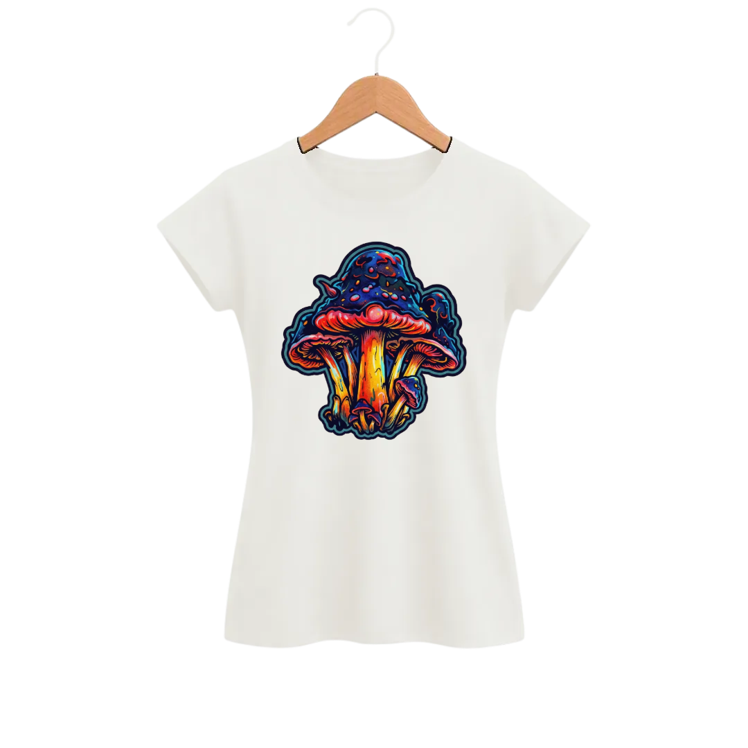 Camiseta Feminina Baby Look Cogumelo em Destaque
