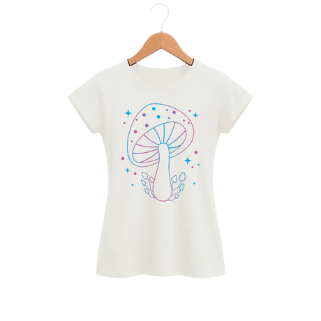 Camiseta Feminina Baby Look Cogumelo Luz da Escuridão