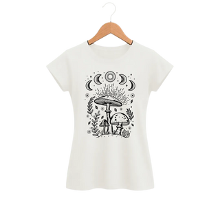 Camiseta Feminina Baby Look Cogumelos da Lua
