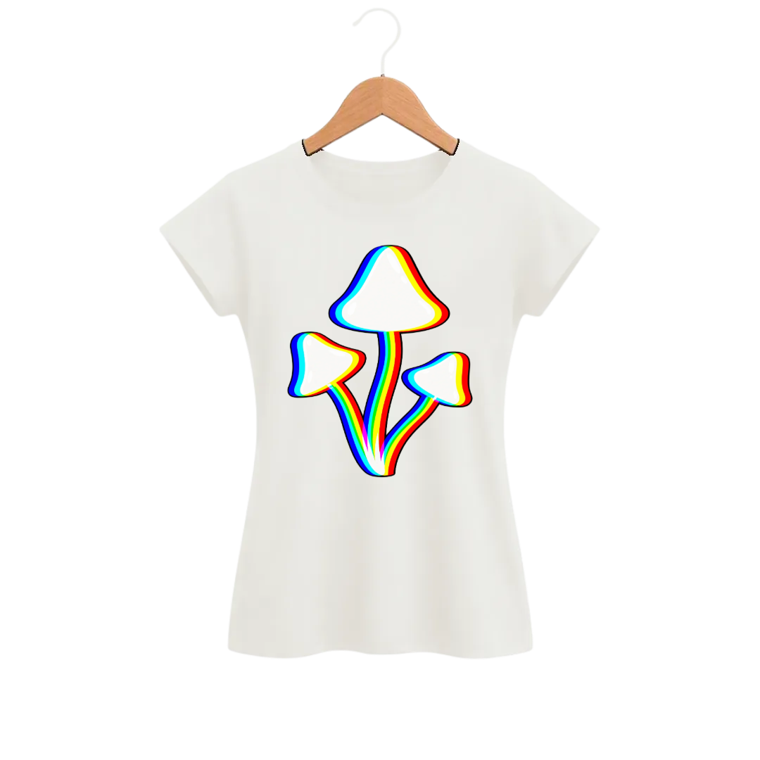 Camiseta Feminina Baby Look Cogumelo Prisma