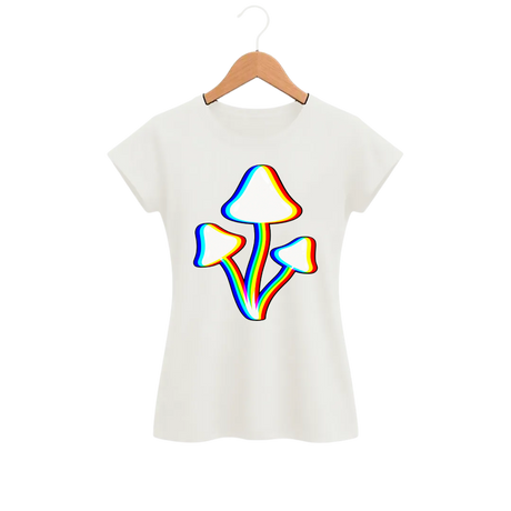 Camiseta Feminina Baby Look Cogumelo Prisma