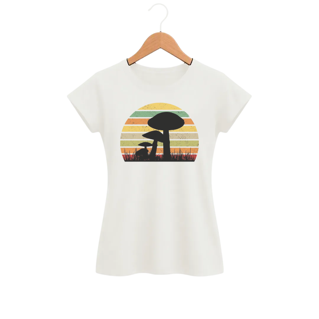 Camiseta Feminina Baby Look Cogumelo Raízes Retrô