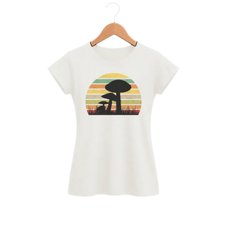Camiseta Feminina Baby Look Cogumelo Raízes Retrô