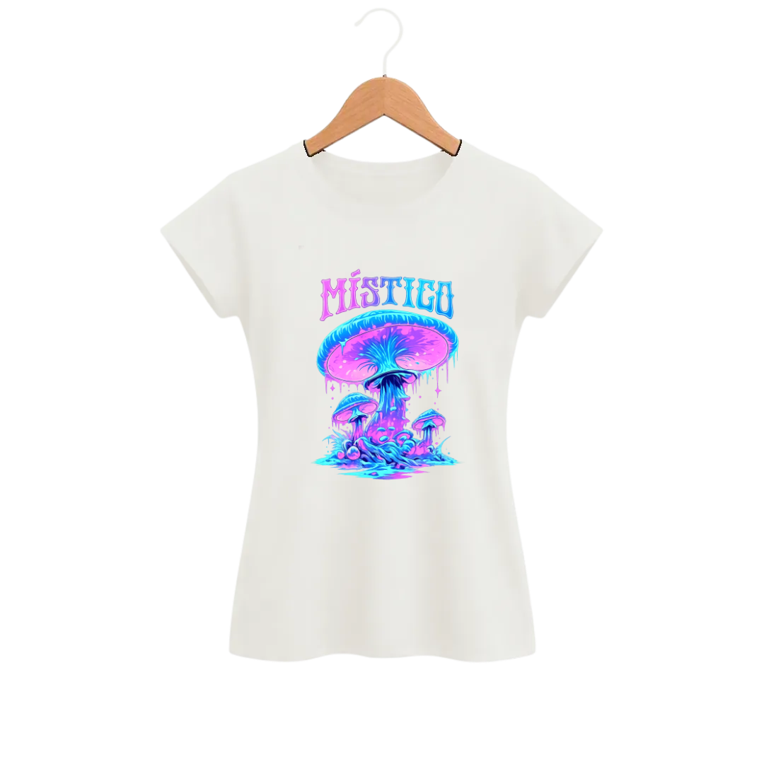 Camiseta Feminina Baby Look Cogumelo Roxo Místico