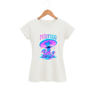 Camiseta Feminina Baby Look Cogumelo Roxo Místico