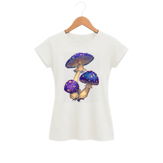 Camiseta Feminina Baby Look Cogumelos de Estrelas