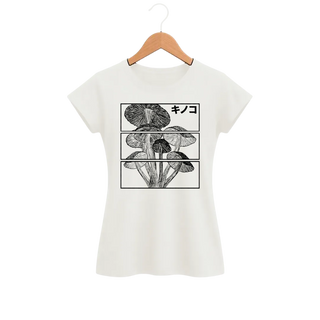 Camiseta Feminina Baby Look Cogumelos em Três Atos