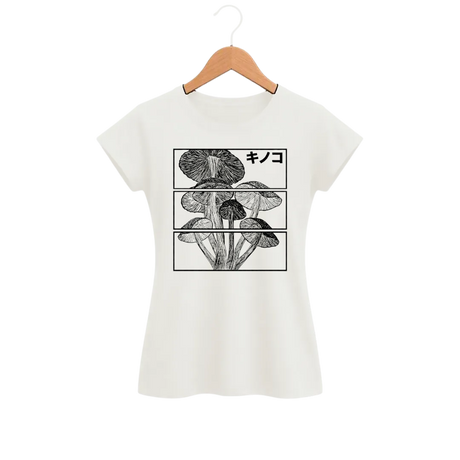 Camiseta Feminina Baby Look Cogumelos em Três Atos
