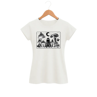 Camiseta Feminina Baby Look Cogumelos Fantasmas
