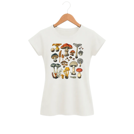 Camiseta Feminina Baby Look Cogumelo Coleção de Campo