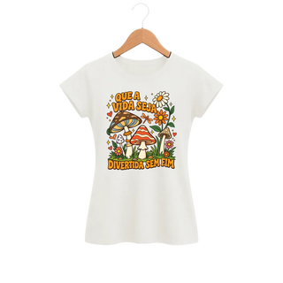 Camiseta Feminina Baby Look Cogumelo Divertida Sem Fim