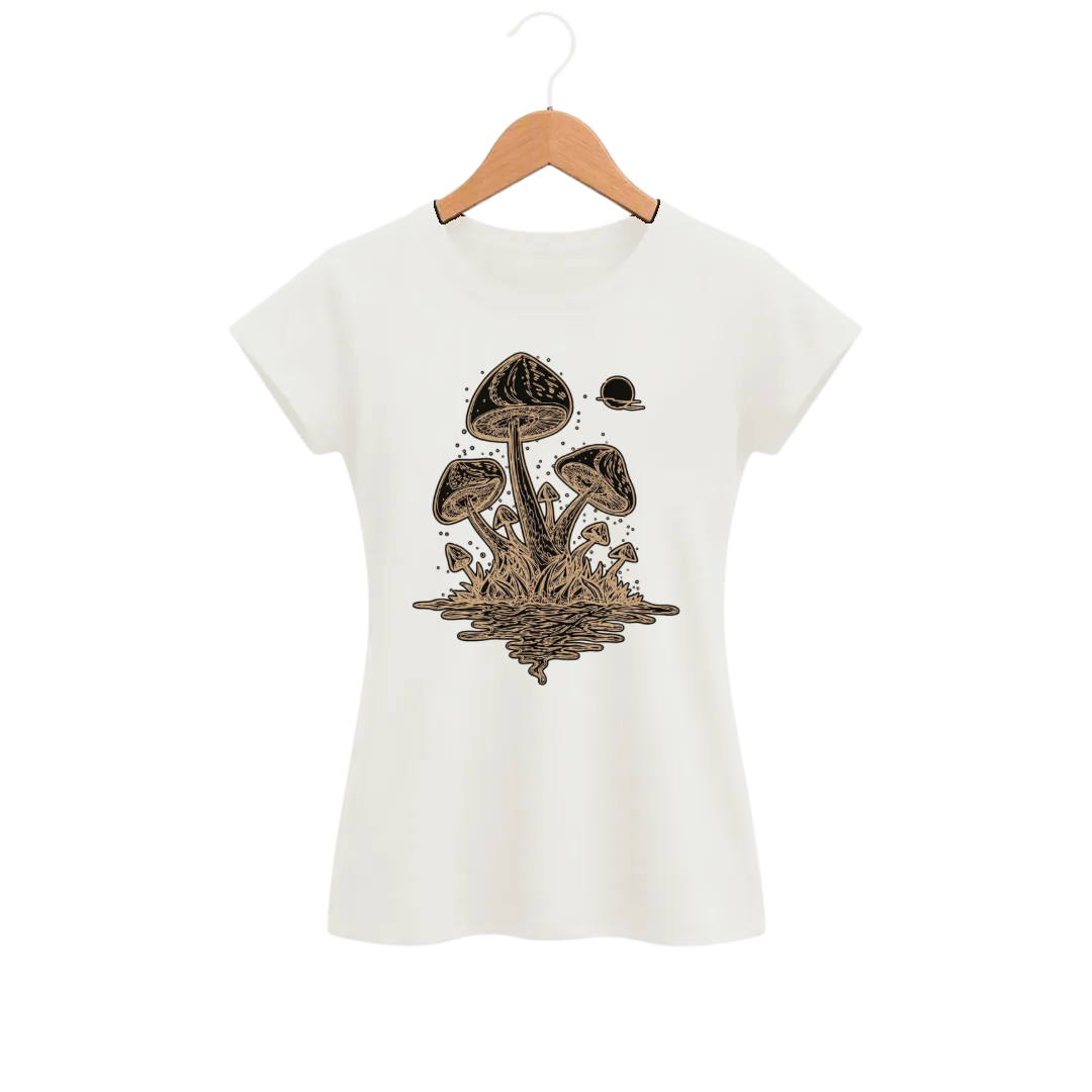 Camiseta Feminina Baby Look Cogumelo Espelho d'Água