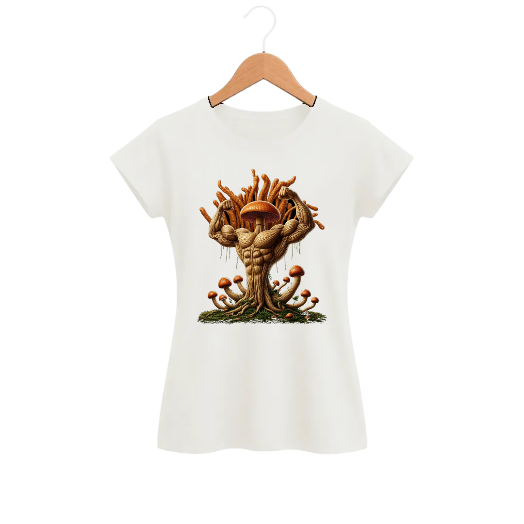 Camiseta Feminina Baby Look Cogumelo Força do Micélio