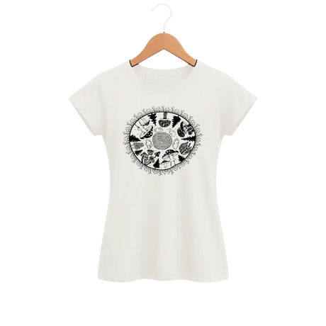 Camiseta Feminina Baby Look Cogumelo Forest Circle