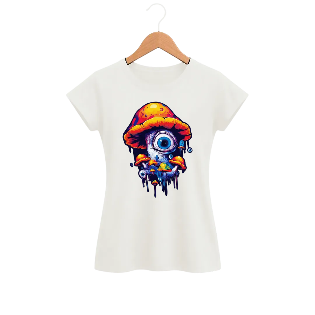 Camiseta Feminina Baby Look Cogumelo Forma Orgânica