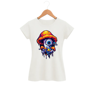 Camiseta Feminina Baby Look Cogumelo Forma Orgânica